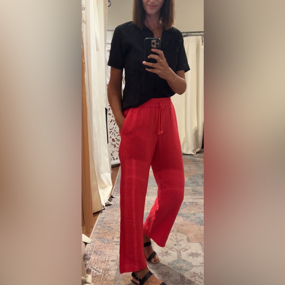 XiRENA - Atticus Pant Red Women Medium 100% light linen NWT